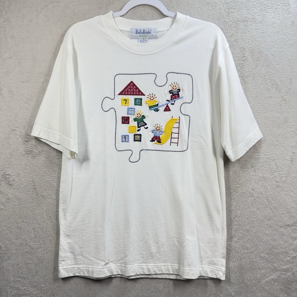 Belle Pointe At Ease Embroidered Tshirt Size M Teacher Puzzle Plsyground School‎
